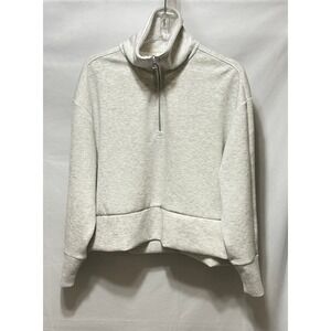 Athletic Quarter Zip Pullover Sweatshirt High Mock Neck Heathered Gray Women's